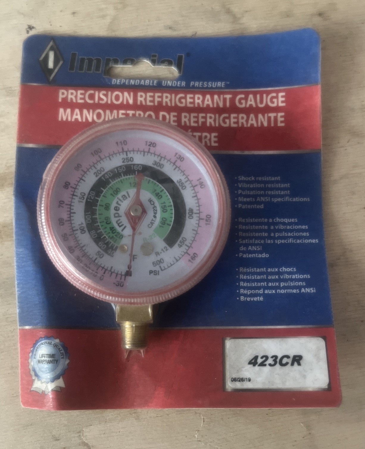 Imperial 423CR Gauge 2-1/2 In High Side Red 500 PSI NEW