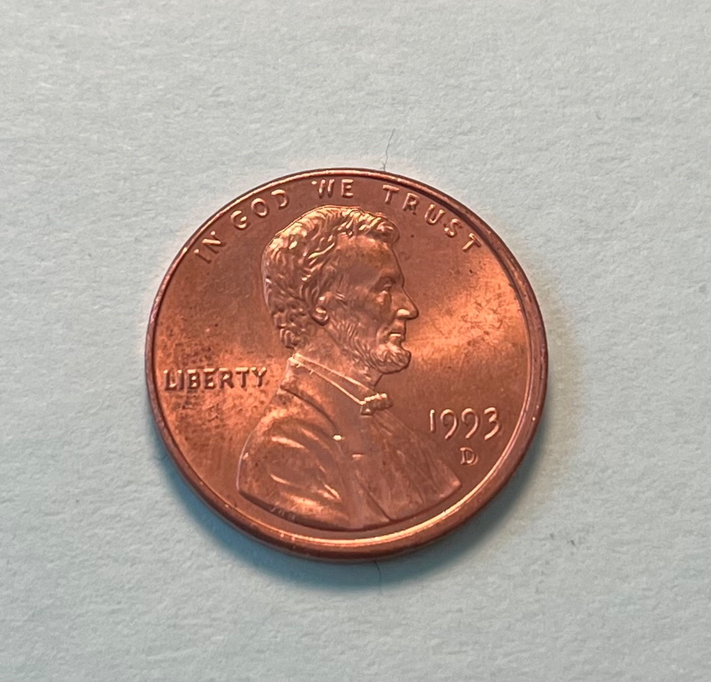 1993 D Lincoln Memorial Cent Off Center Strike Error