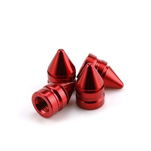 Car Tire Valve Caps, 4 Pieces of Universal Aluminum Alloy Tire Trim Red