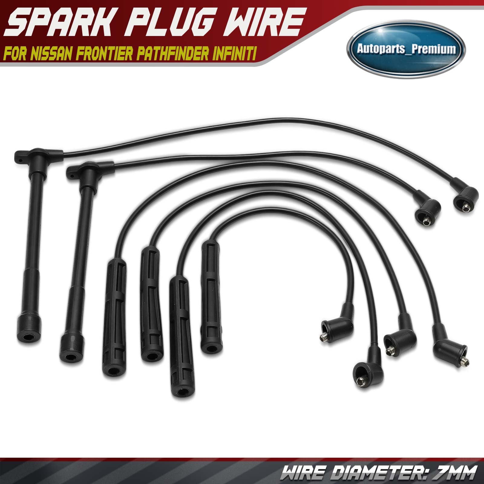 6Pcs Spark Plug Wire Set for Nissan Frontier Pathfinder Xterra INFINITI QX4 3.3L