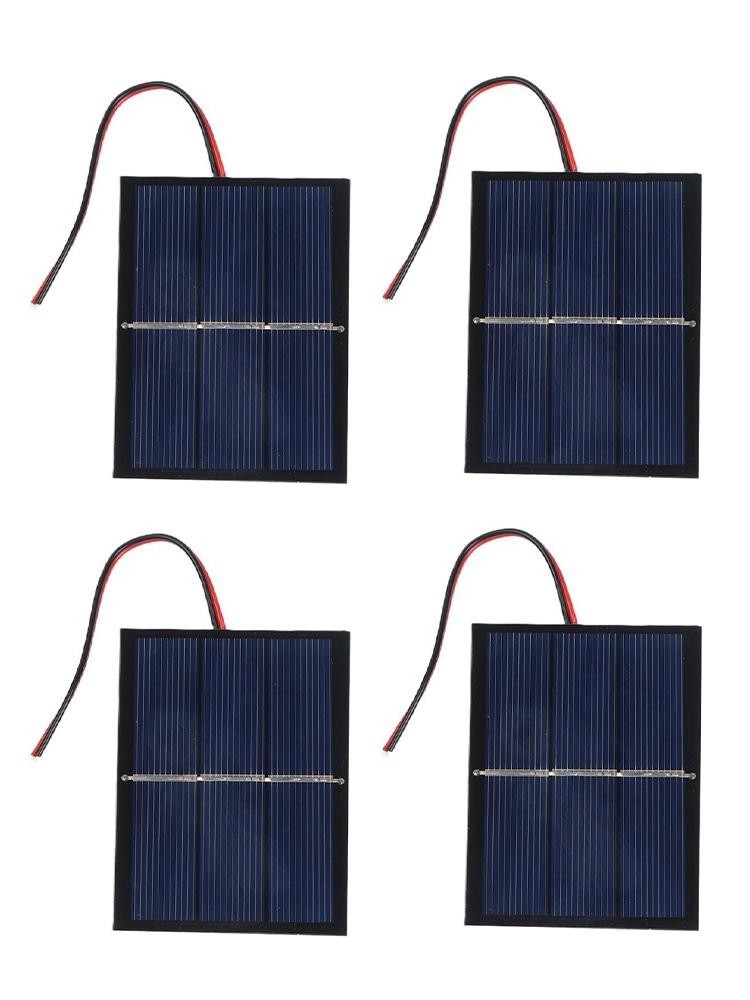 4 Pack 065W 15V Small Solar Panels Wired for Portable Electronics Power 60x80mm