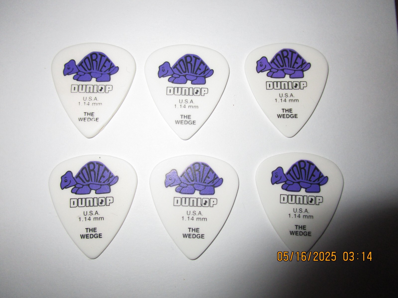 6 Pack Dunlop Tortex Wedge Guitar Picks 1.14mm #1953
