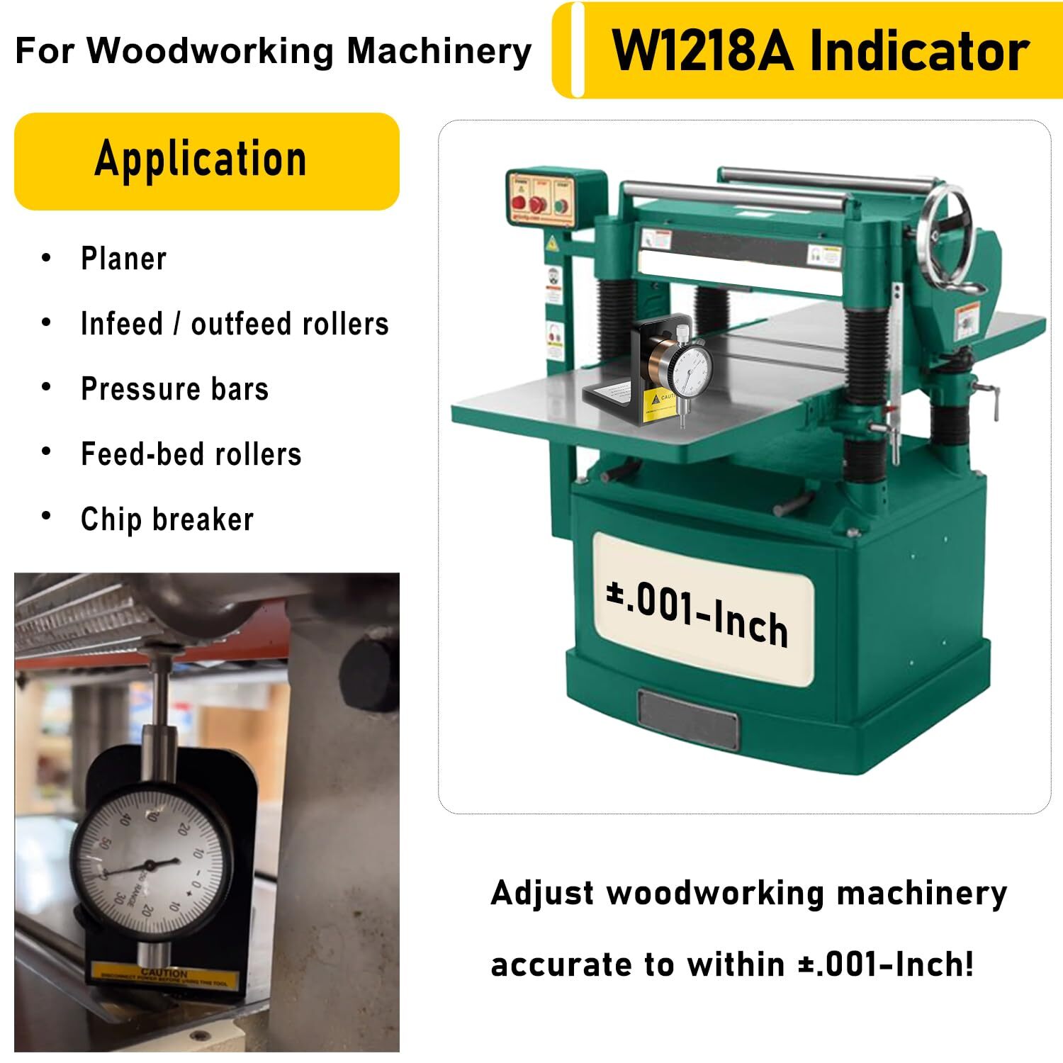 W1218A Dial Indicator Rotates 360˚ Durable Powerful Magnetic Base for Planers