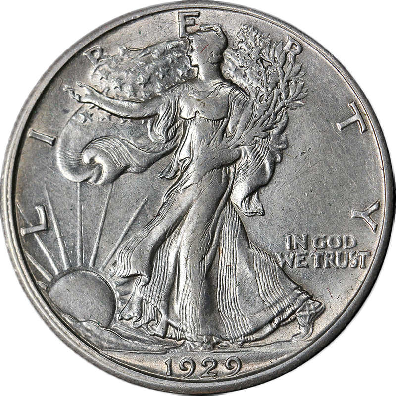 1929-D Walking Liberty Half Choice AU/BU Great Eye Appeal Strong Strike