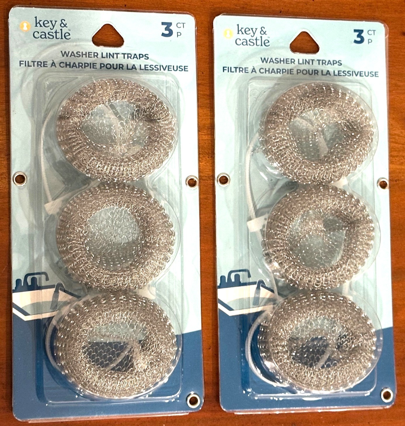 2x Key & Castle 3 Pack Washer Lint Traps #16775 Fits Drain Hose