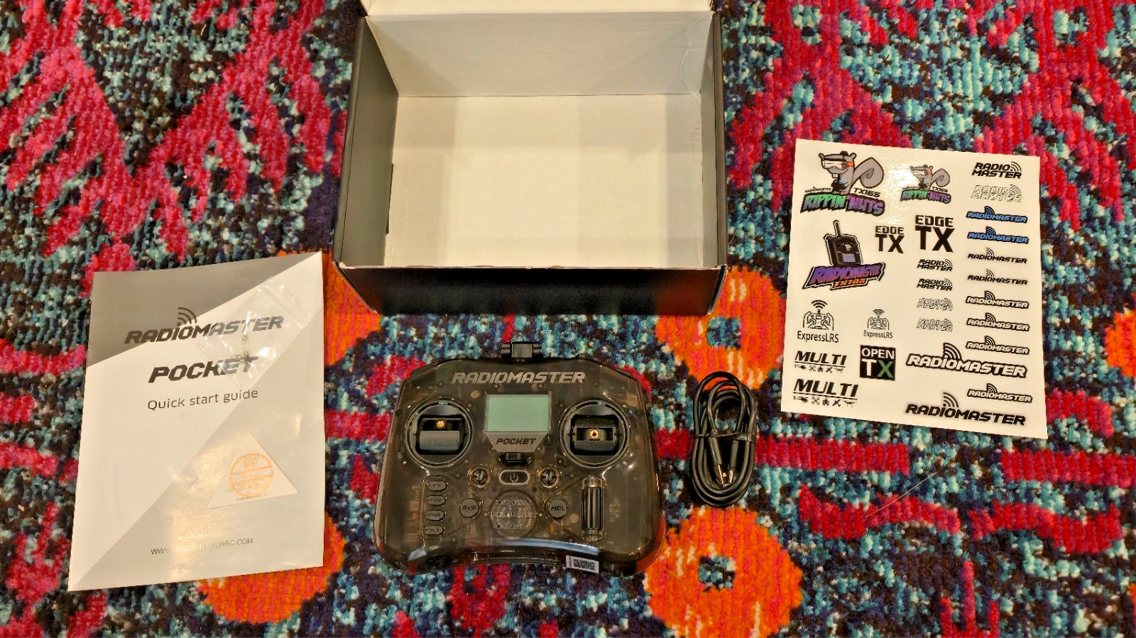 RadioMaster Pocket RC Transmitter Transparent Charcoal Open Box w/ Accessories