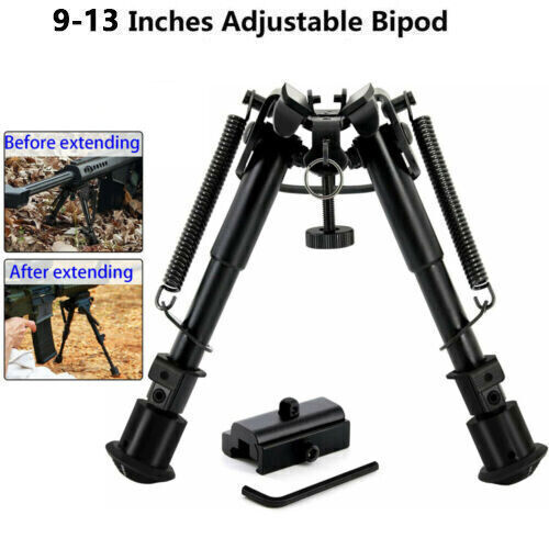 9-13'' Hunting Rifle Alloy Bipod Spring Return with Picatinny Rail Mount Adapter