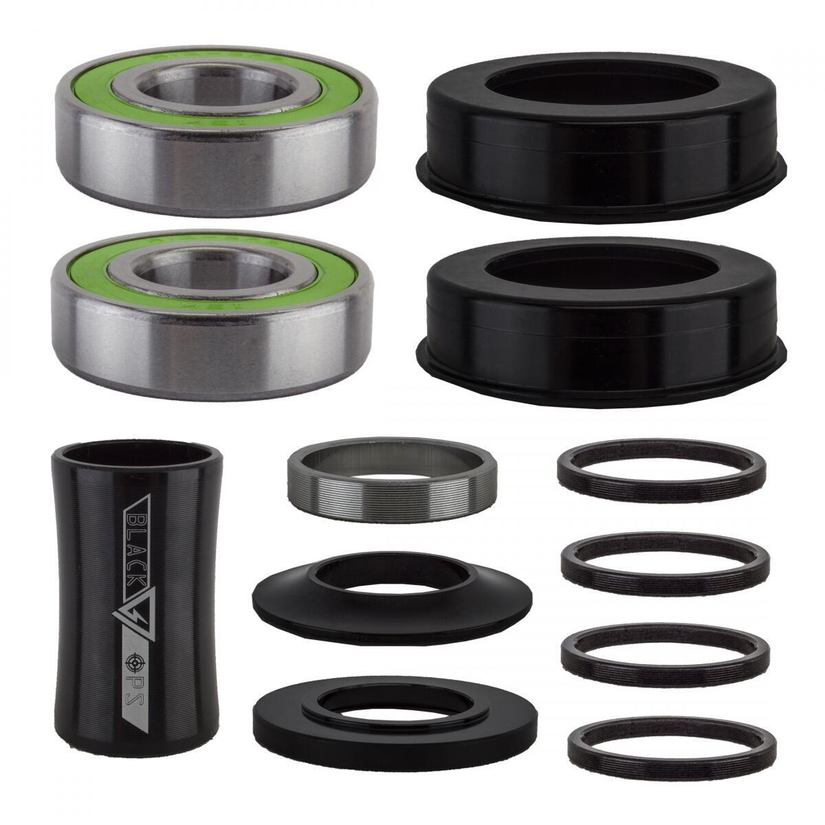 BLACK OPS BMX BIKE BOTTOM BRACKET BB SET MID/USA DUALIE 19mm SLD BLACK