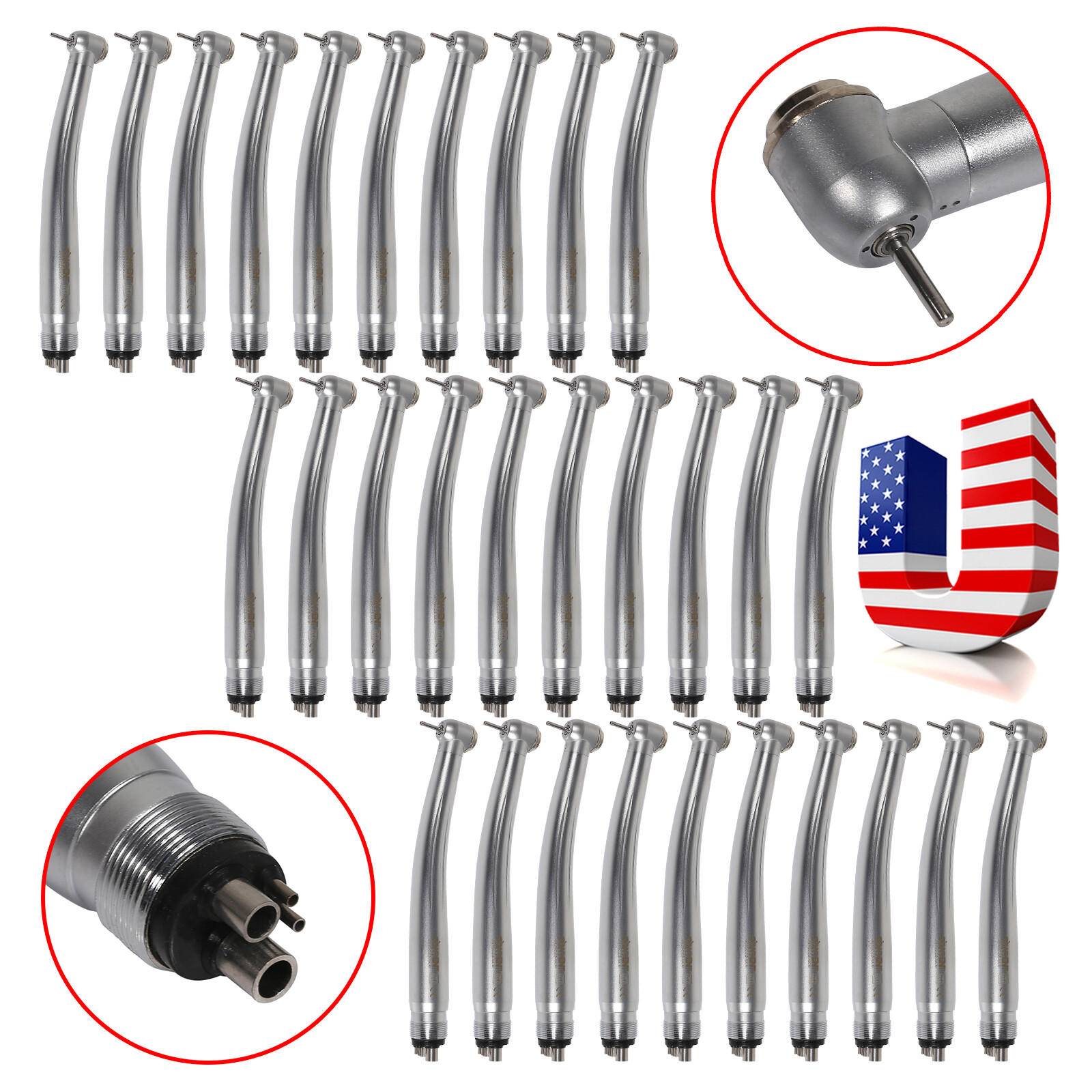 30pcs SANDENT NSK Style Dental High Speed Handpiece Push Button Standard 4 Hole