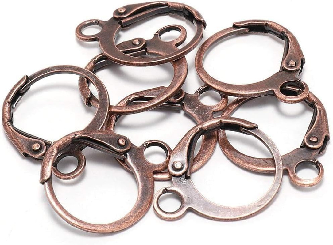 20Pcs/Lot Red Copper 14×12Mm round French Lever Earring Hooks Wire Settings Base