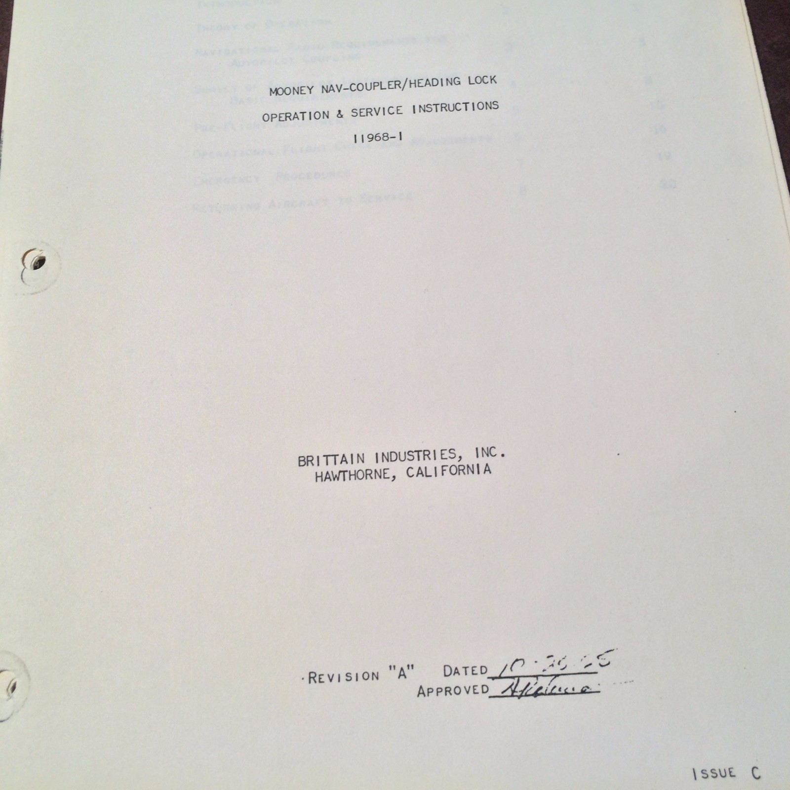 Brittain Nav-Coupler Heading Lock in Mooney Operation & Service Manual
