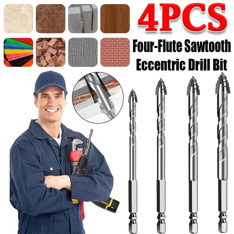 Eccentric Drill Bit Set Four-Flute Sawtooth Eccentric Drill Bit High Hardness US