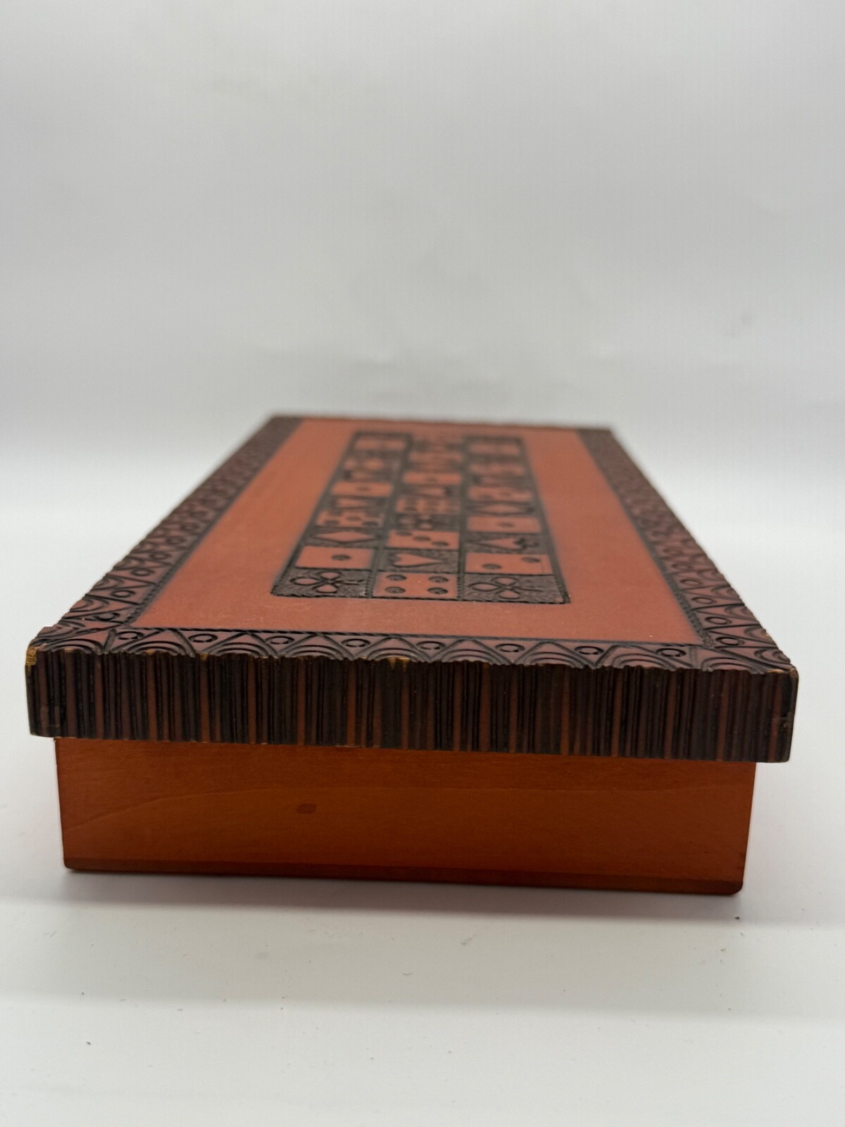 Souvenir, rectangular, wood box with hand crafted design