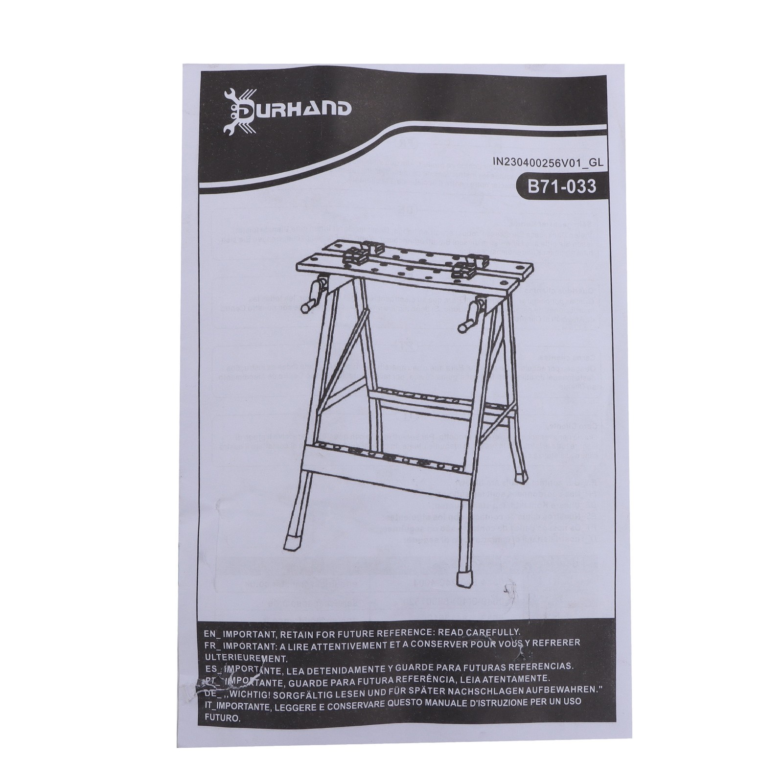220lbs Capacity Folding Workbench Adjustable with Built-in Ruler & Protractor