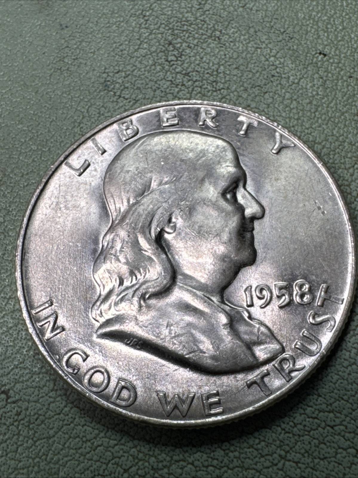 1958-D Silver Franklin Half Dollar Brilliant Uncirculated BU+ Coin Shown