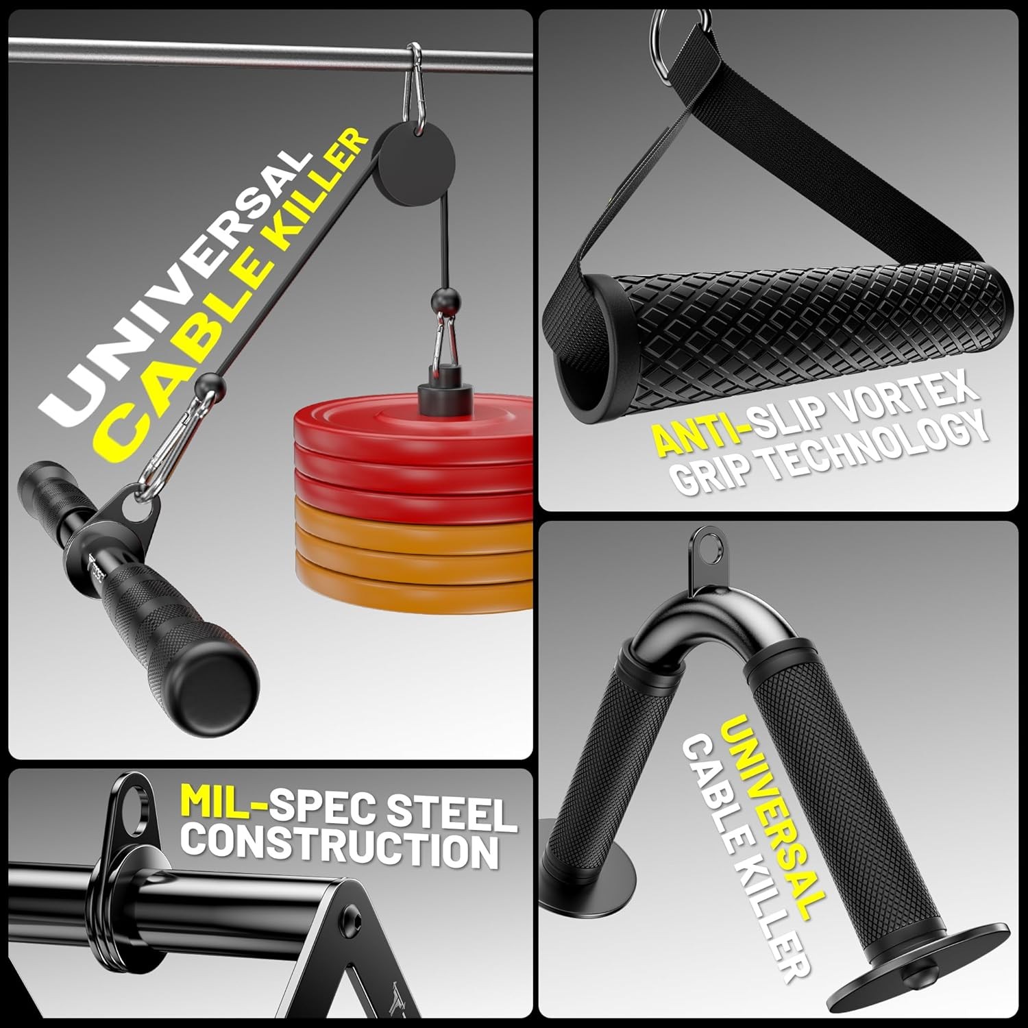 Cable Attachments for Gym, LAT Pulldown & Cable Machine Attachment Set: V-Shaped