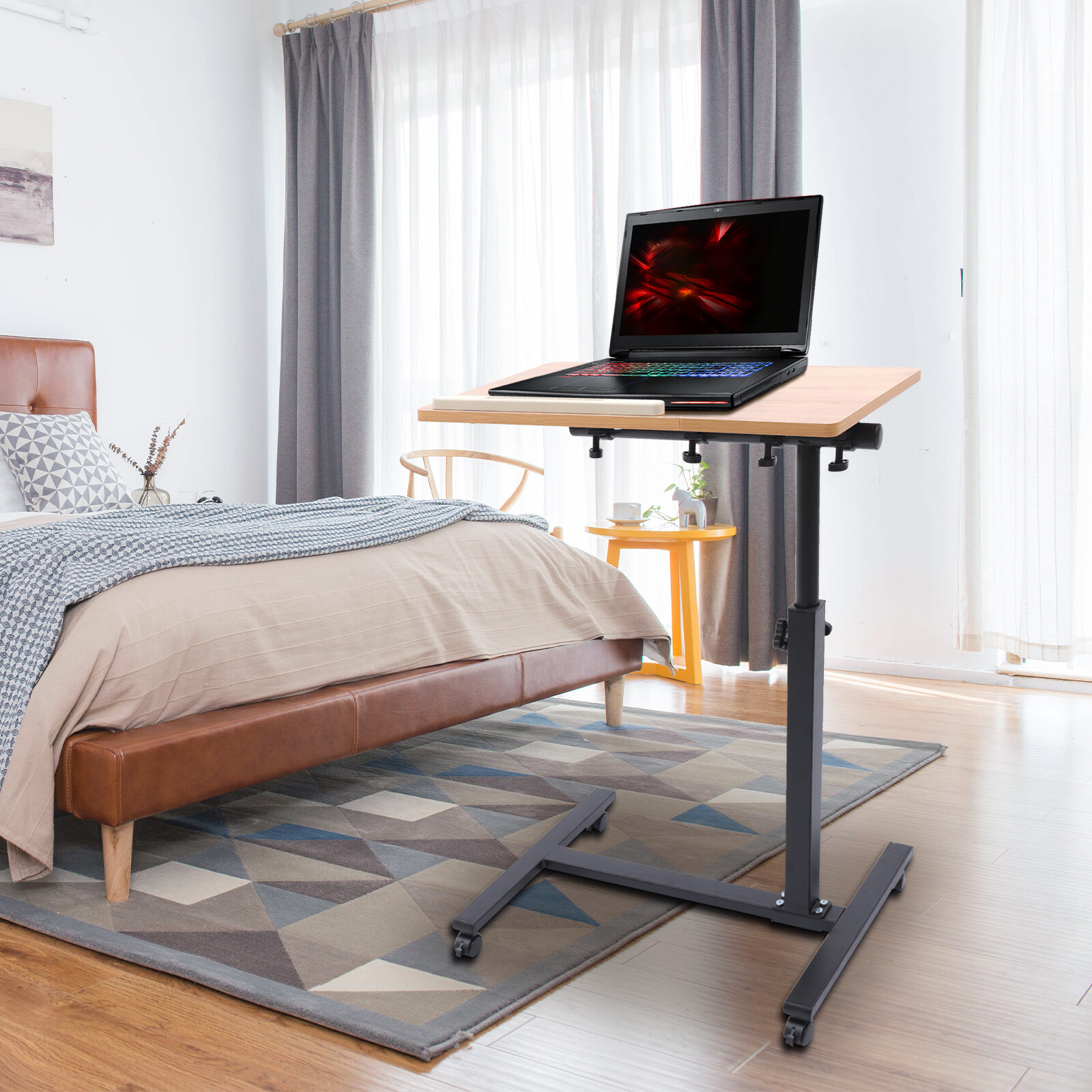 Laptop Desk Angle, Height Adjustable Rolling Cart Over Bed Hospital Table Stand！