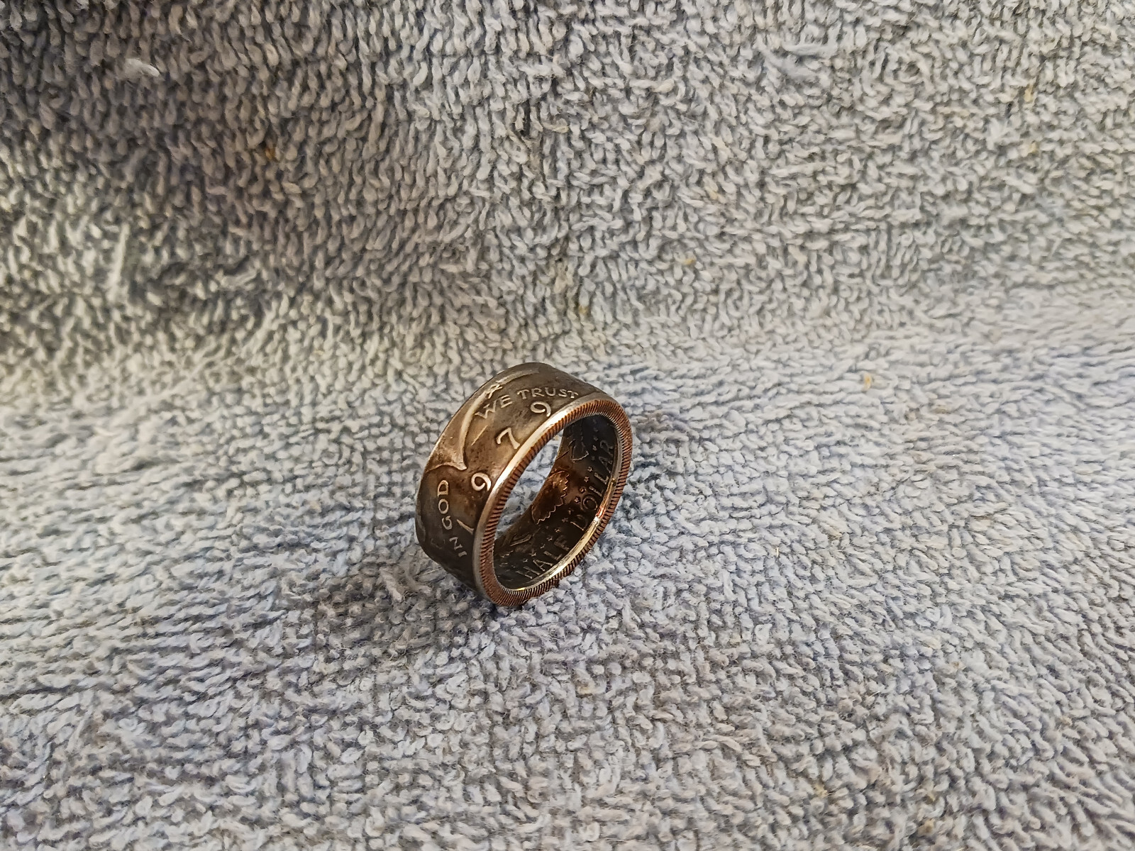 1979 Kennedy Half Dollars  size 10   coin ring  handmade mixed metals