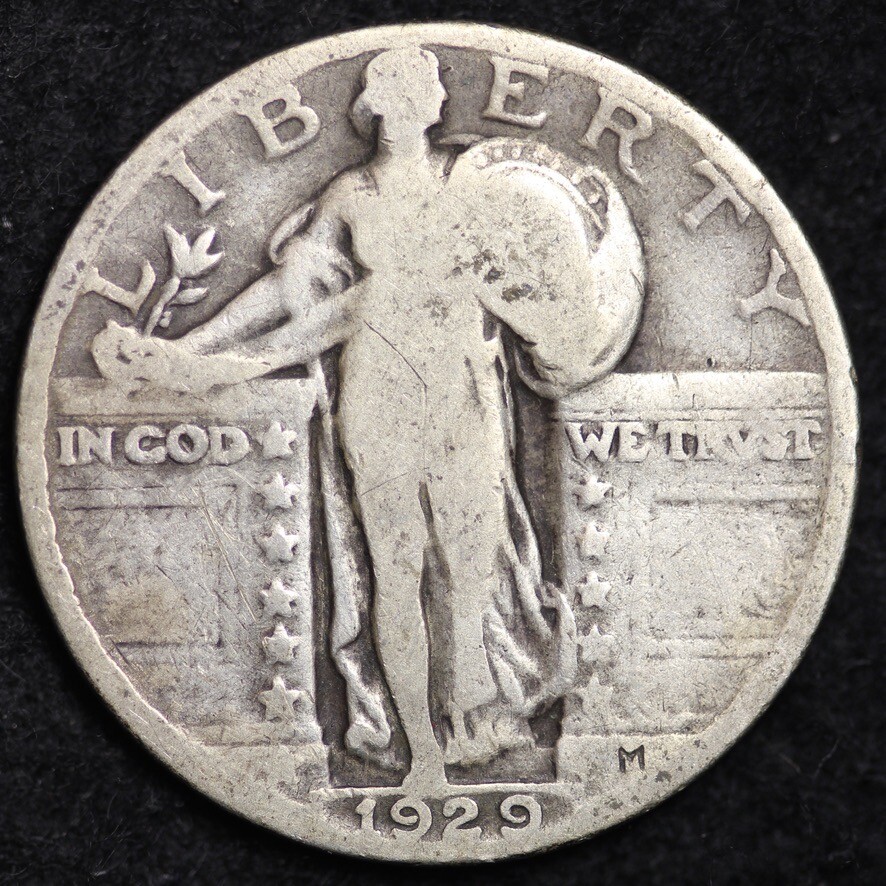 1929 Standing Liberty Quarter Silver GOOD / VG FULL DATE FREE SHIPPING!