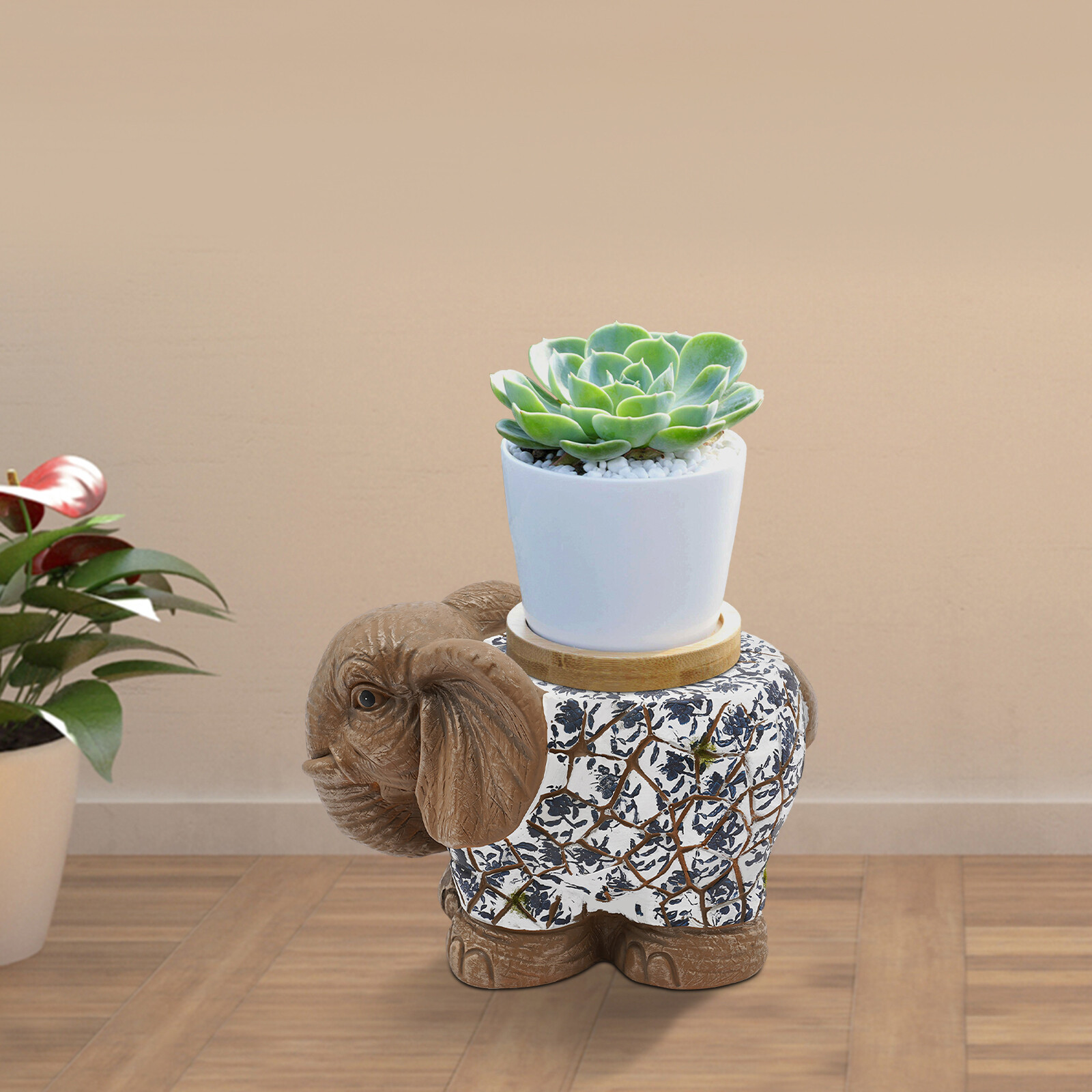 14.96" Modern Elephant Garden Stool Brown Decorative Magnesium Oxide For Homes