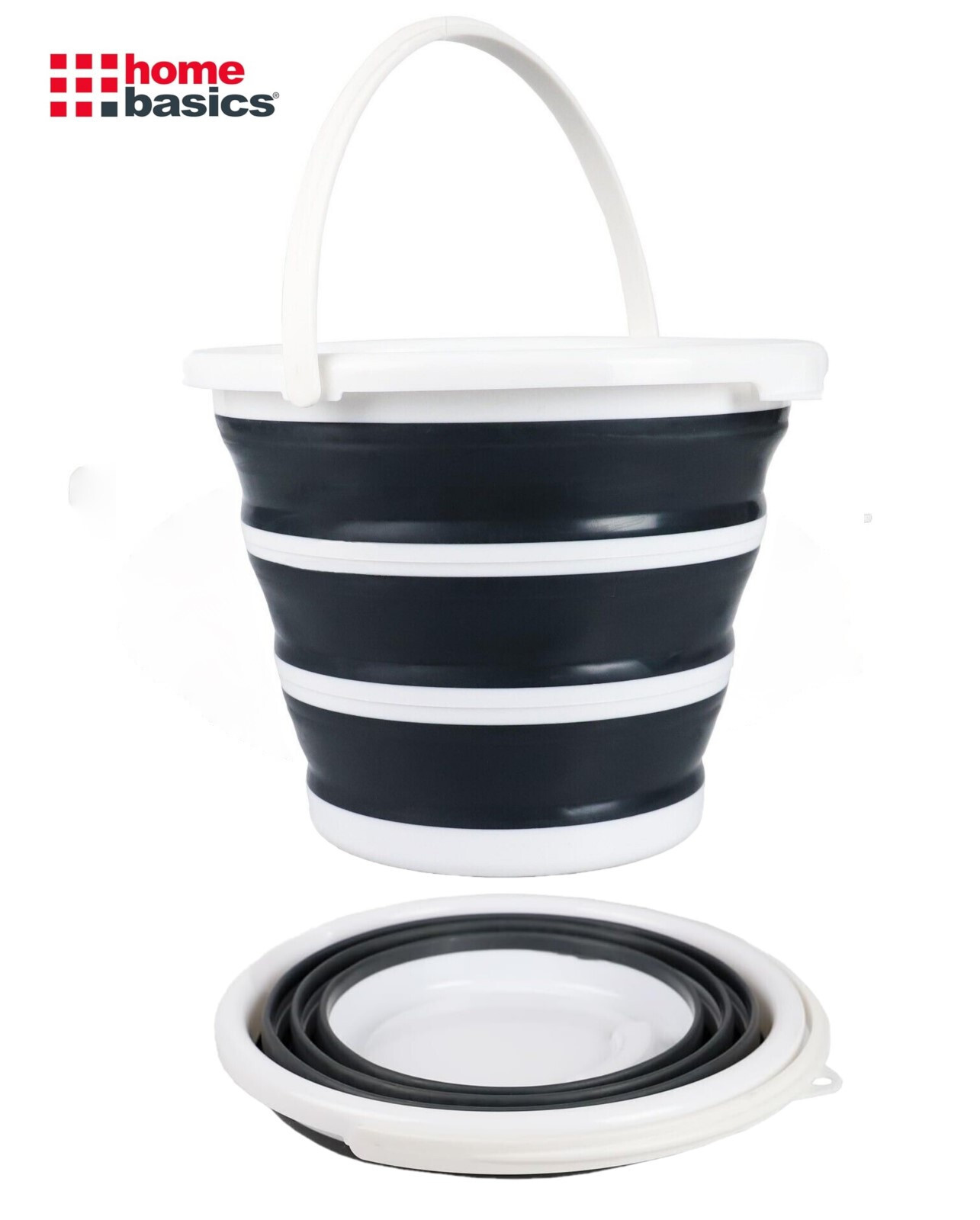 Collapsible Bucket with Handle, 10 Liters, 2.6 Gallons , Foldable By Home Basics