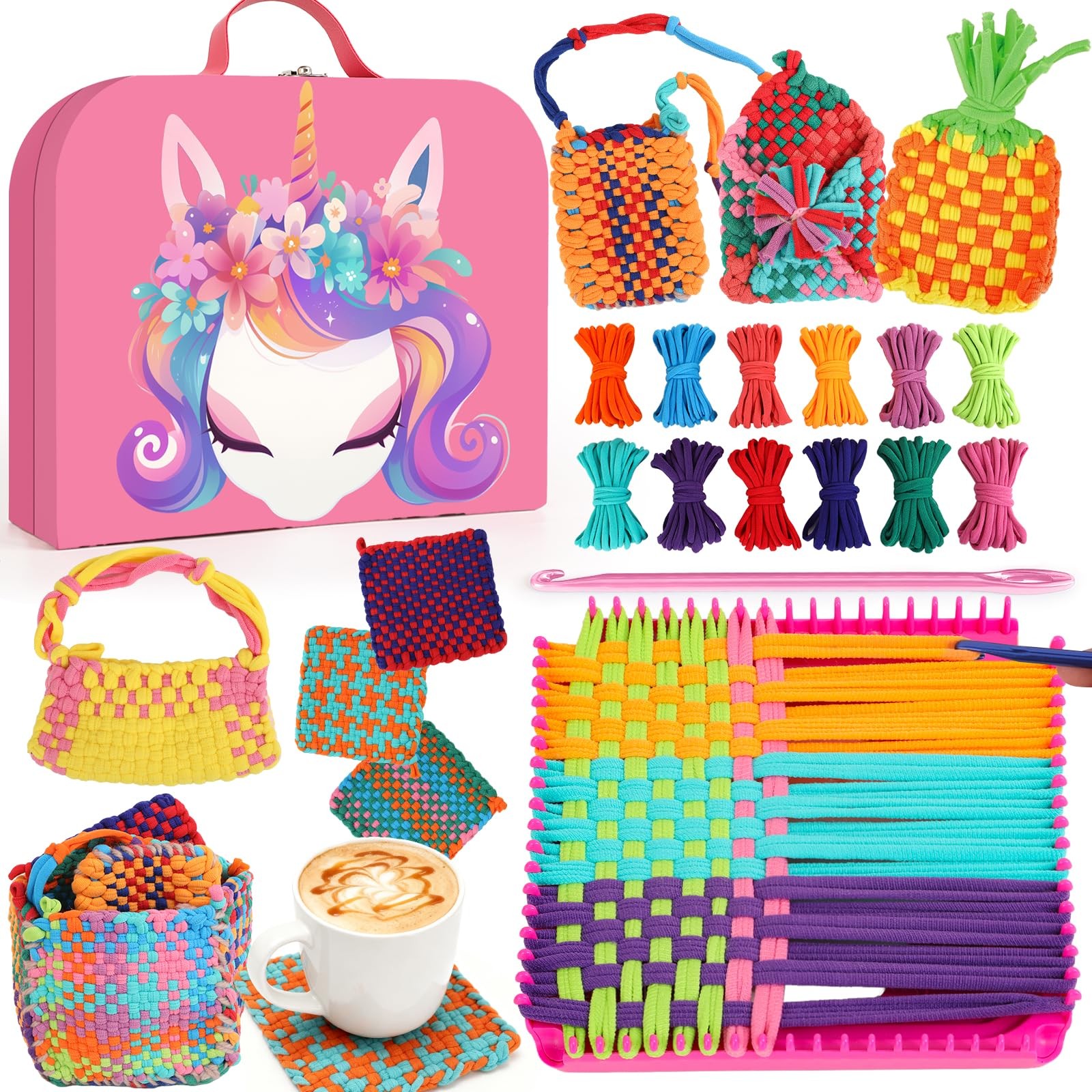 Weaving Loom Kit Toys Gift for Kids and Adults–DIY Arts and Crafts Beginner-F...