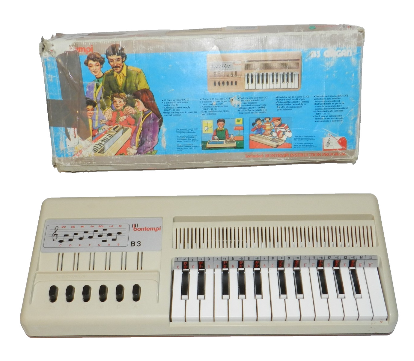 Vintage 1981 Bontempi B3 MemoPlay Electronic Computer Organ Keyboard + Box