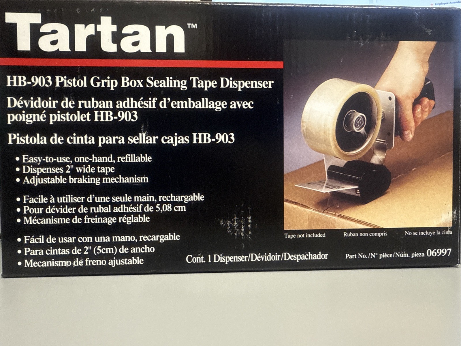 Tartan Pistol Grip Box Sealing Tape Hand Dispenser HB903, 2 in