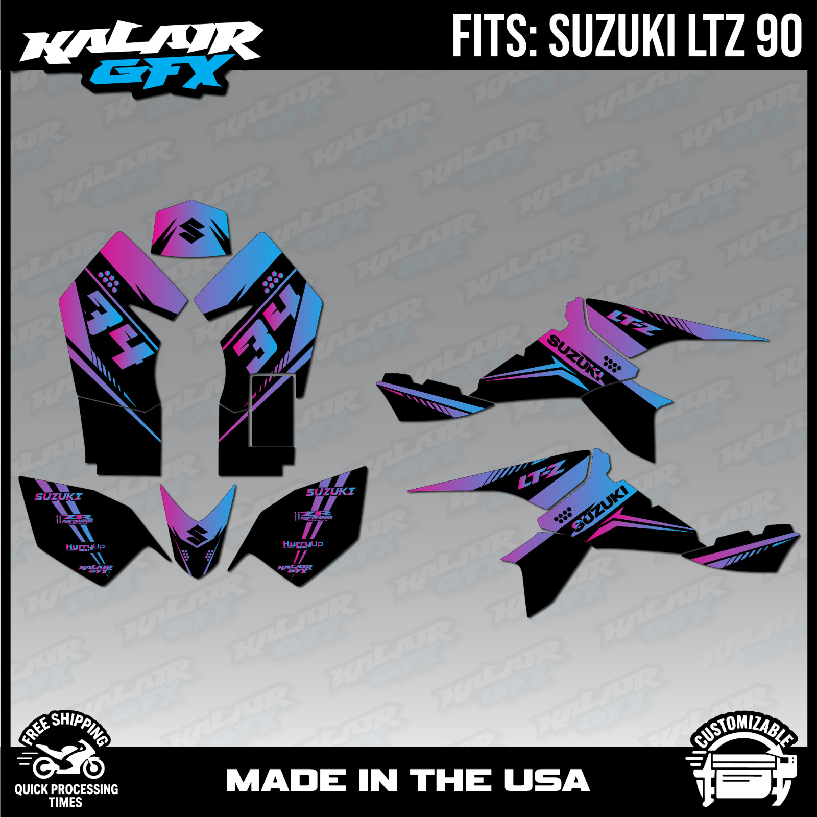 Graphics Kit for SUZUKI LTZ 90 LTZ90 (All Years) Icon Series - Magenta