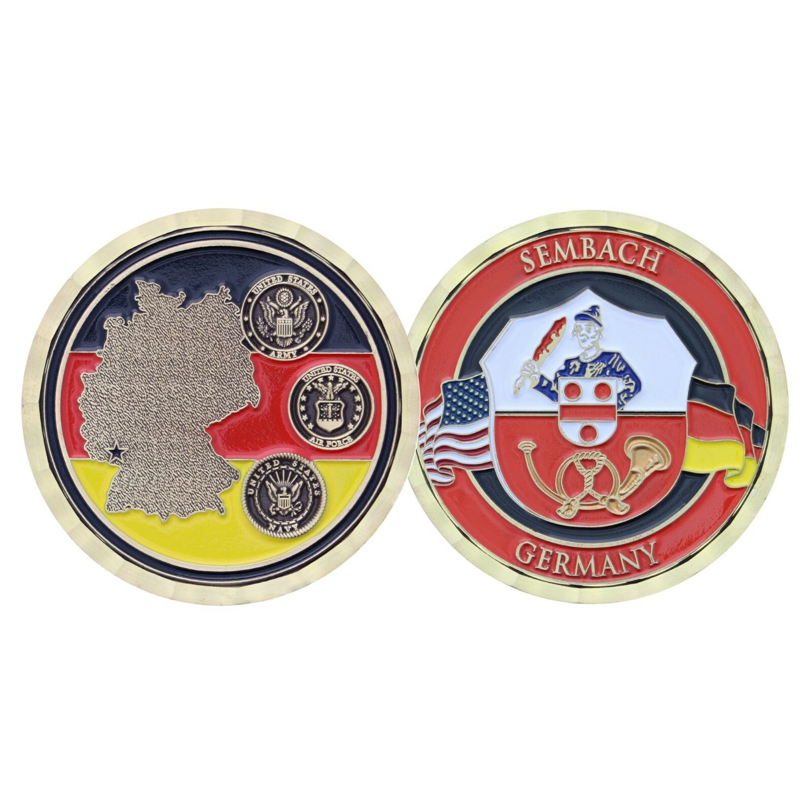 SEMBACH GERMANY ARMY NAVY AIR FORCE 1.75" CHALLENGE COIN