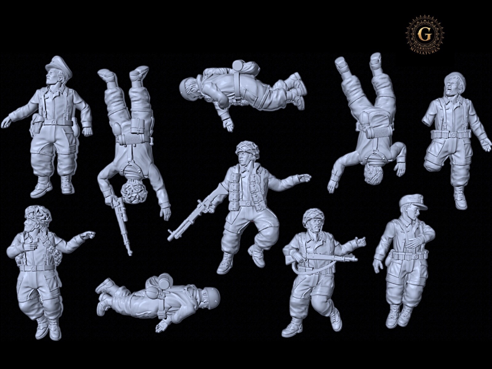 German Fallschirmjager Casualties X10 28mm WW2 Wargame & Diorama Miniatures