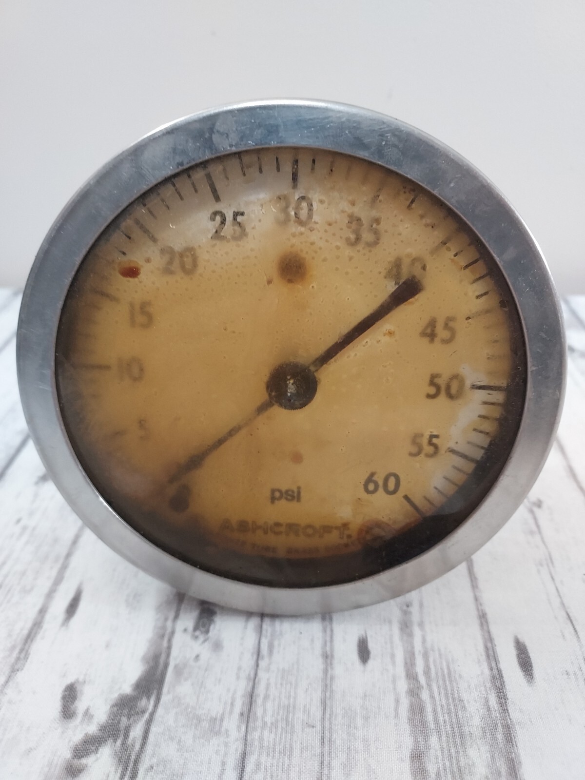 Vintage ASHCROFT 60 PSI Pressure Gauge Steampunk Antique