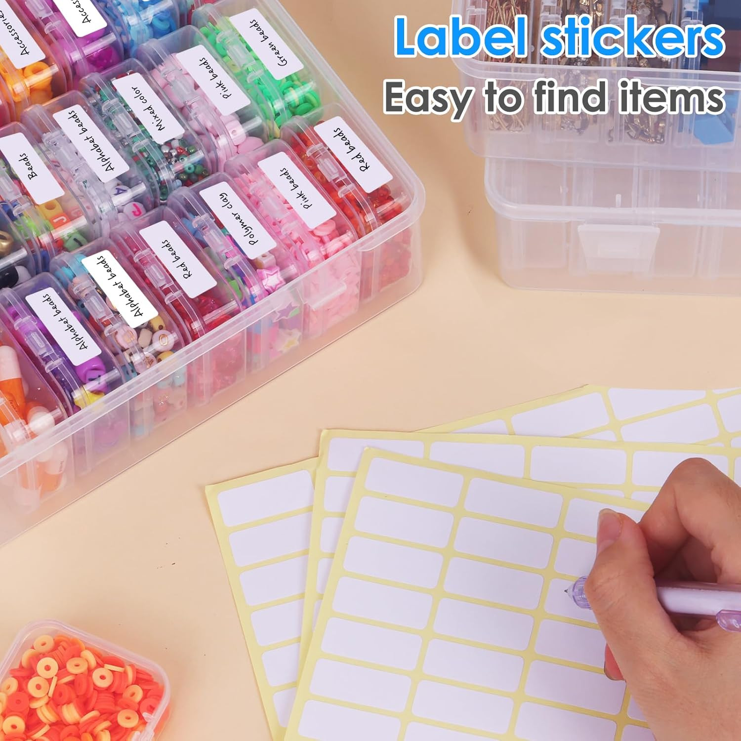 Bead Organizer Box, 108Pcs Small Clear Plastic Bead Storage, Mini Craft Storage