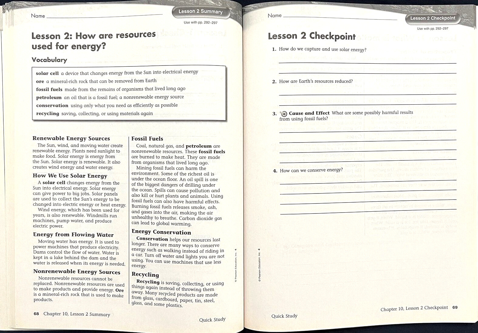 4th Grade - SCIENCE - QUICK STUDY - Intervention Study Guide (2006, Foresman)