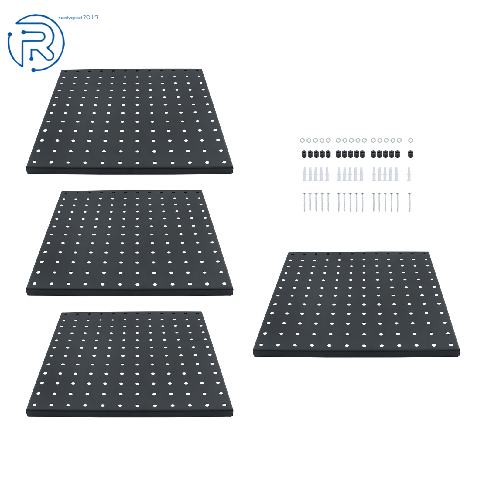 4 Pack Metal Pegboards Peg Boards Wall 12" × 12" For Office Garage Basement