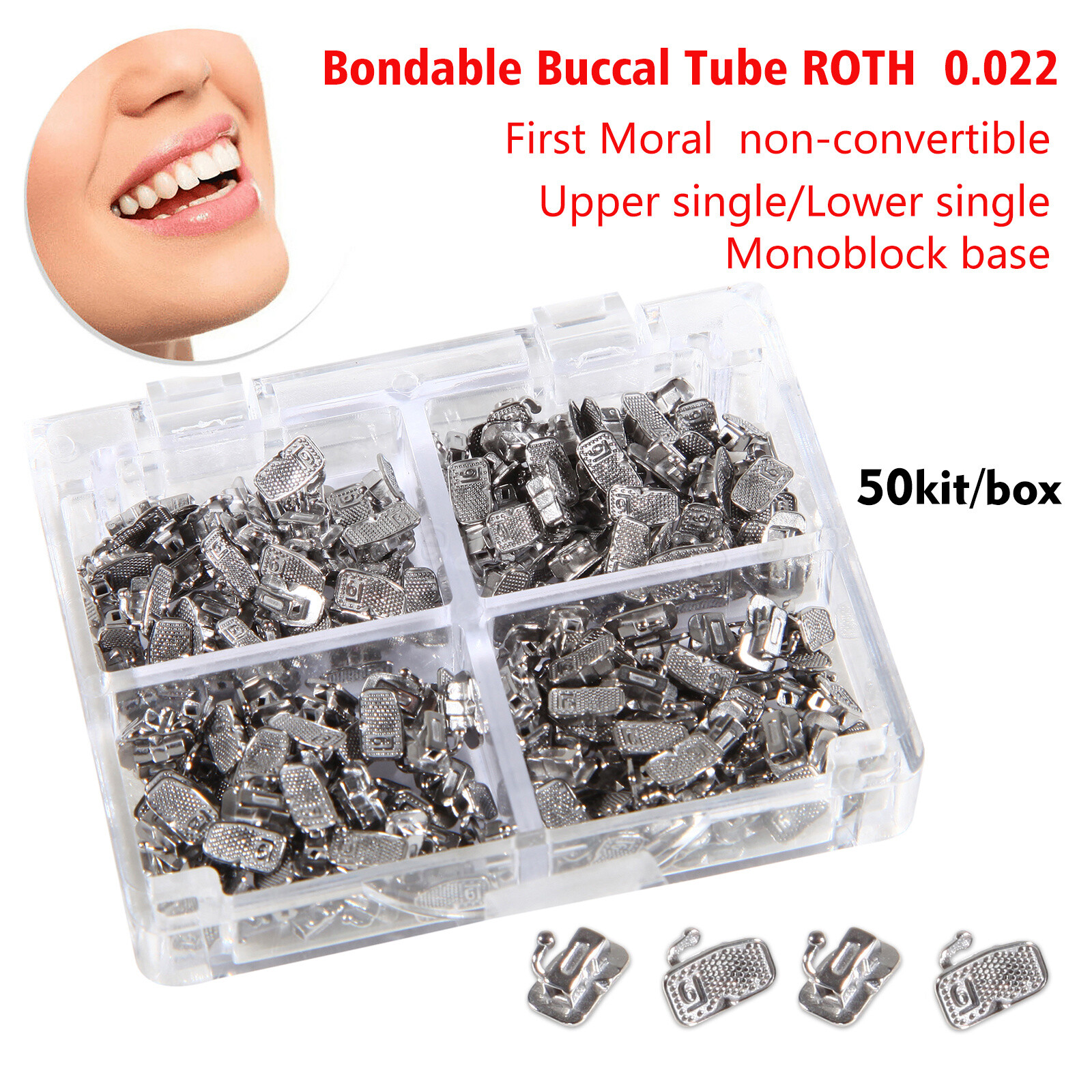 50 Sets Dental Orthodontic Buccal Tube Roth 022 1st Molar Bondable Non-Con ns