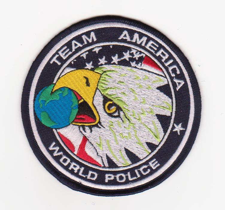 TEAM AMERICA WORLD POLICE PATCH 4" IRON OR SEW ON ARMY NAVY MARINE