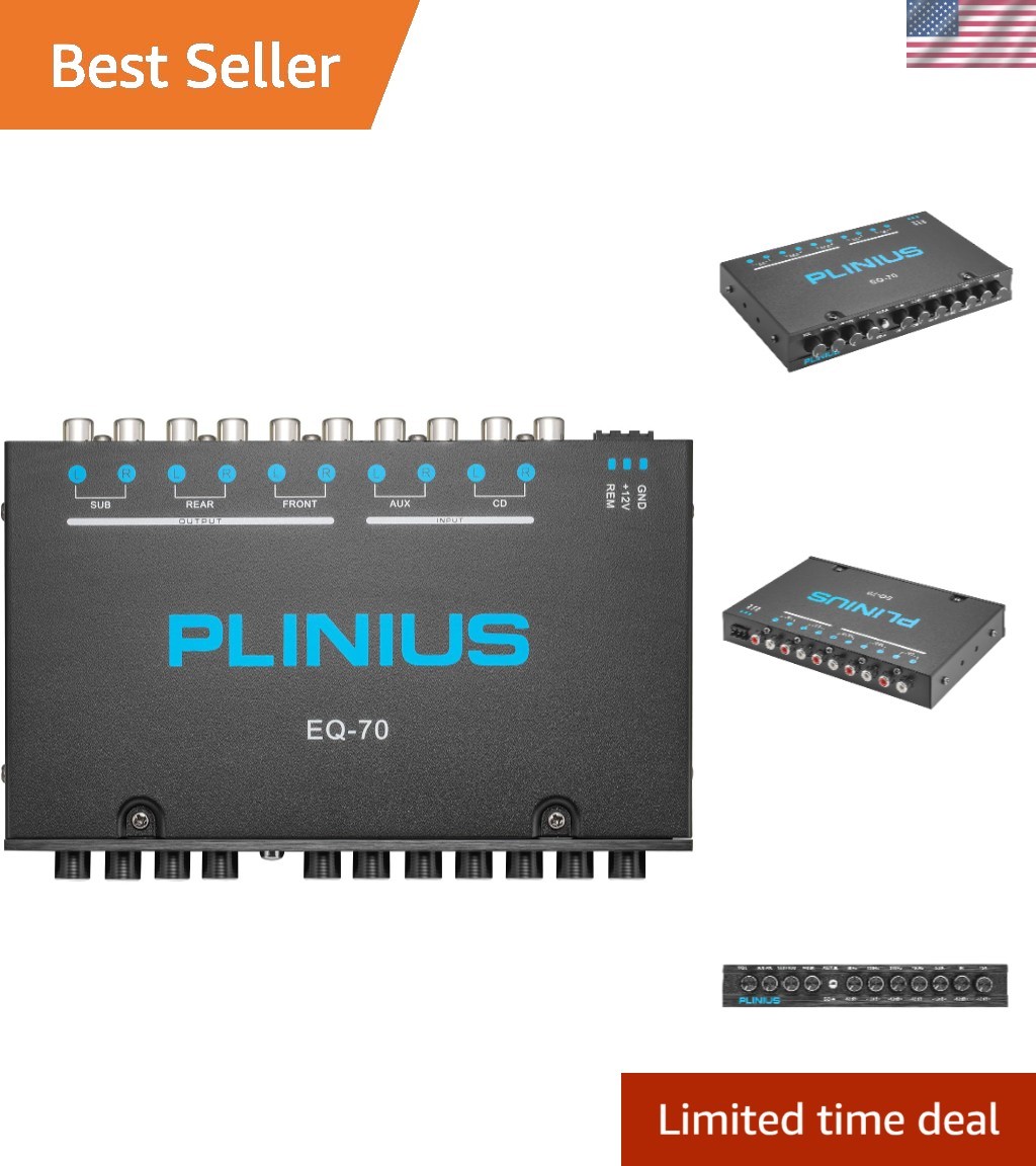 7-Band Car Audio Equalizer 1/2 DIN Pre-Amp，with CD/AUX Input Select Switch，Su...