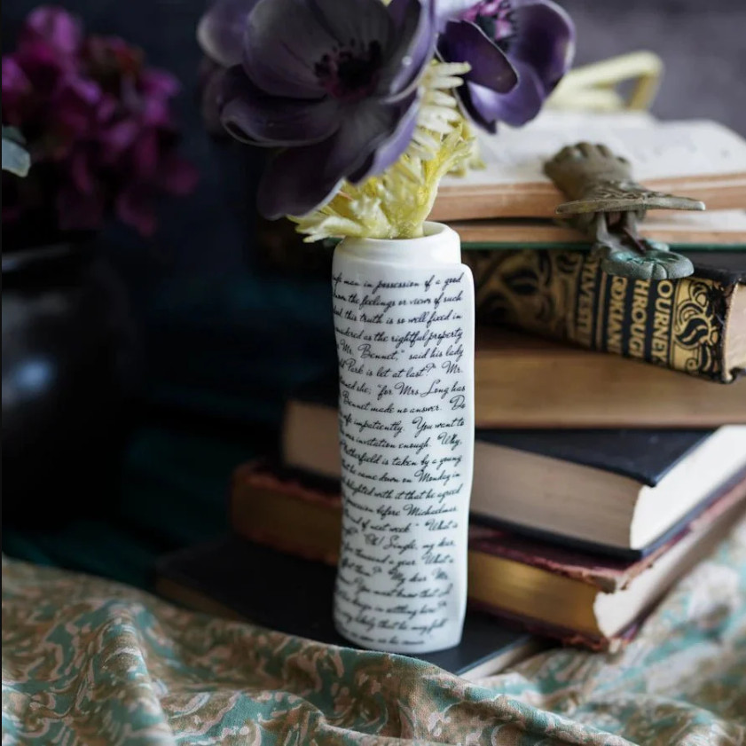 LitJoy Pride and Prejudice Scroll Vase 5.3" NIB