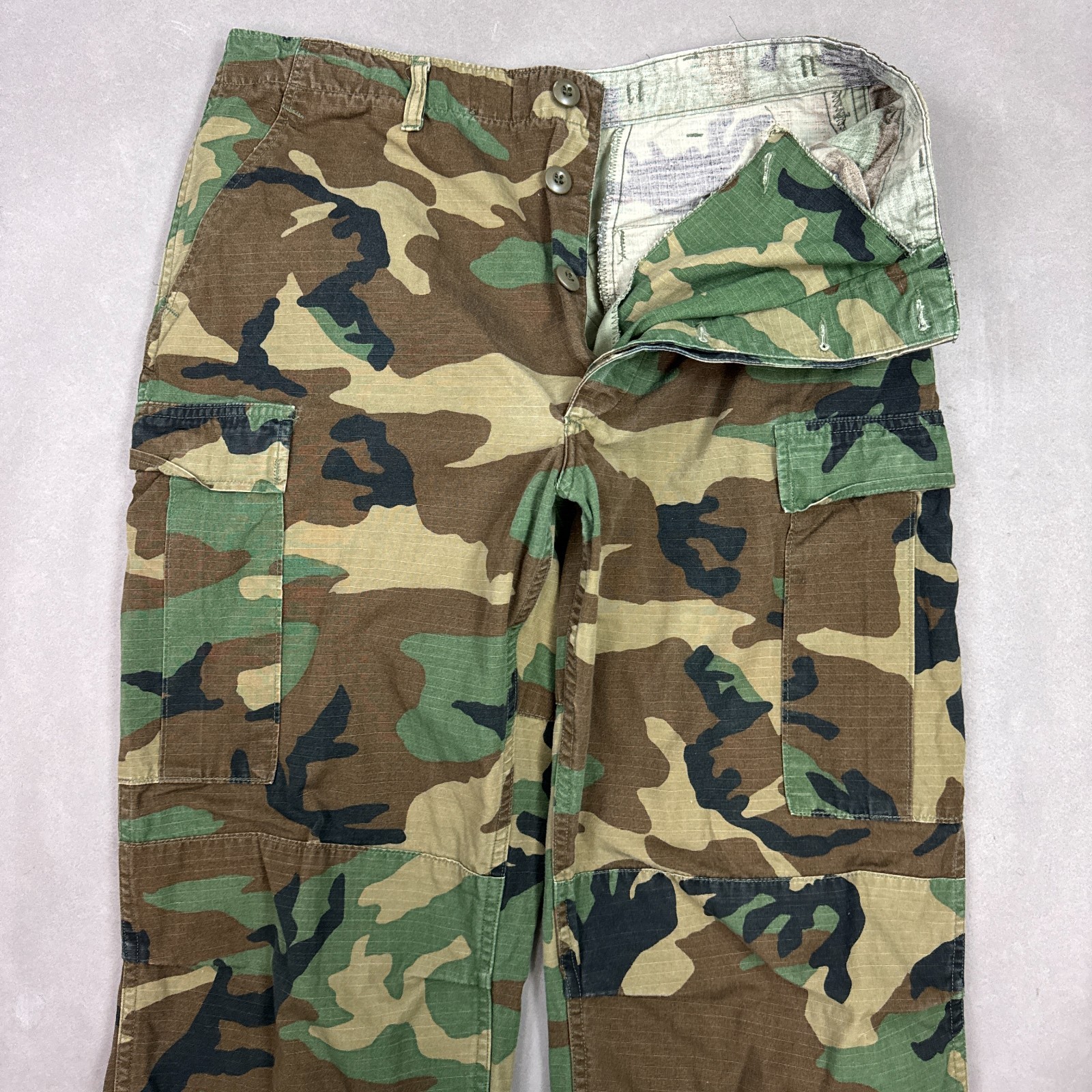 Vintage US Military Pants Mens 34x36 Camo Cargo Baggy 80s Woodland Med X Long