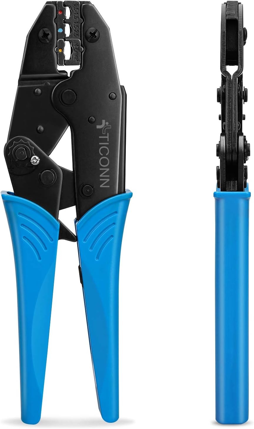 Ratcheting Wire Crimper Tool for Heat Shrink Connectors - Crimping Pliers - Blue