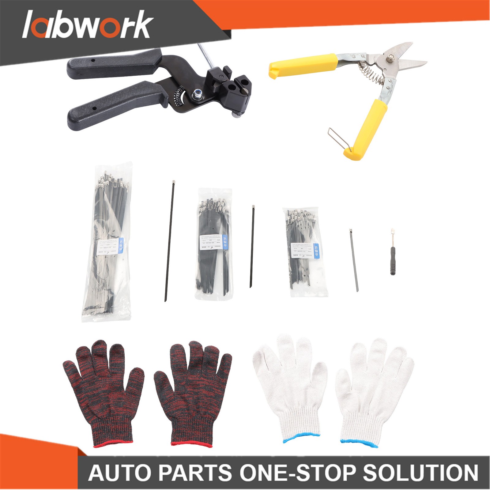 Labwork Stainless Steel Cable Tie Gun Set + 300PCS Metal Zip Ties ( 6/8/11.8")