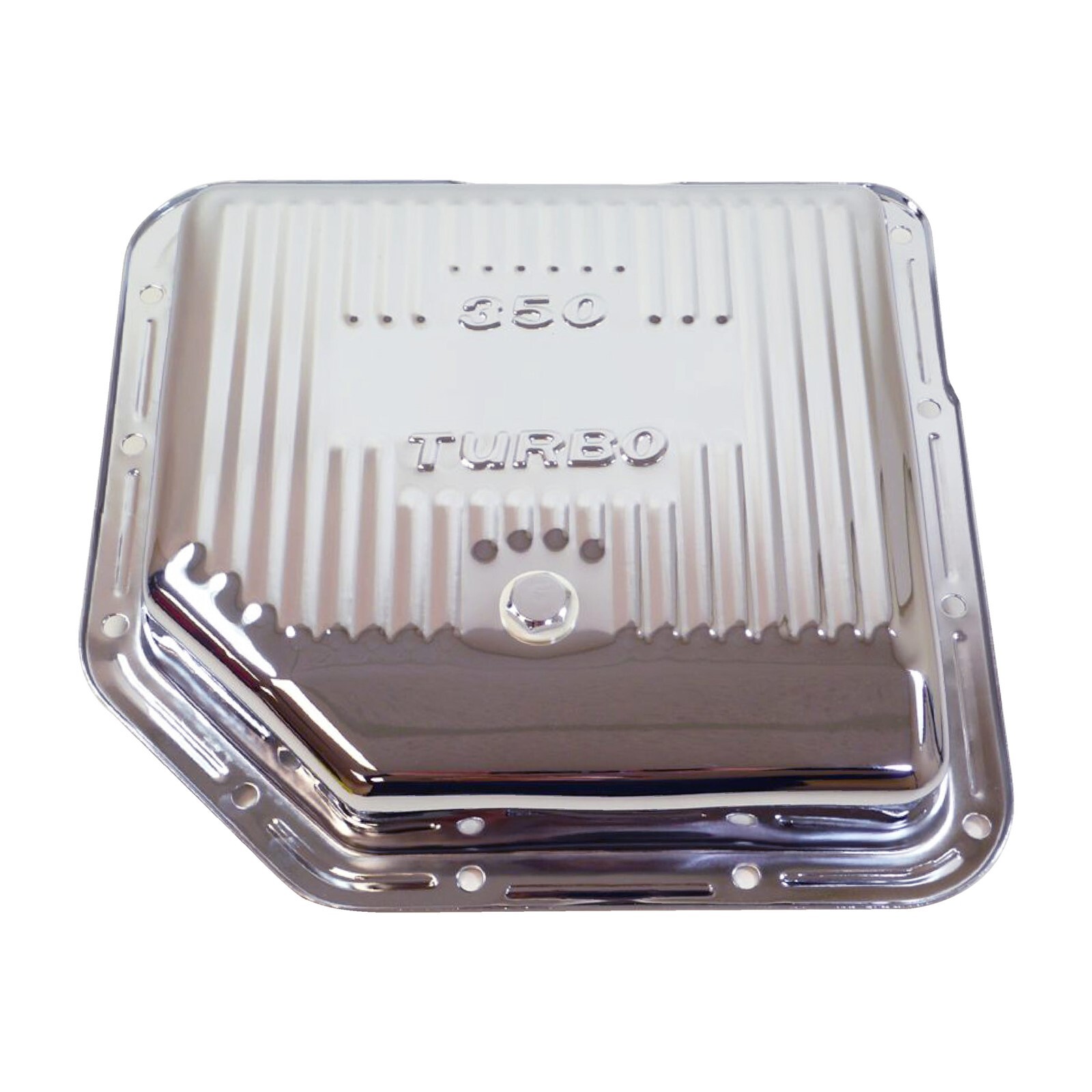 Chrome Steel Chevy BOP GM Turbo 350 TH350 Stock Depth Transmission Pan Finned