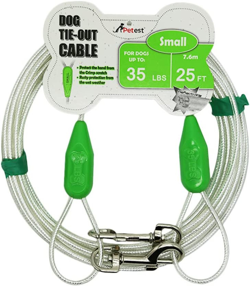 Small Dog Tie Out Cable 25 Ft Heavy Duty Long Pet Leashes Run Steel Strong Strap