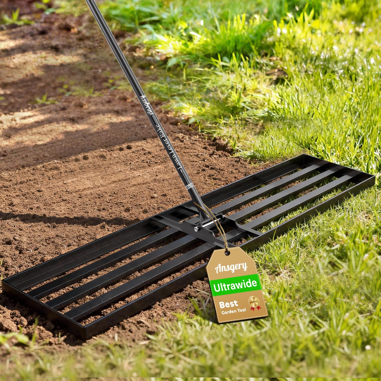 New Best 48X12 inch Lawn Leveling Rake,Leveling Rake 78" Long Handle, Yard Level