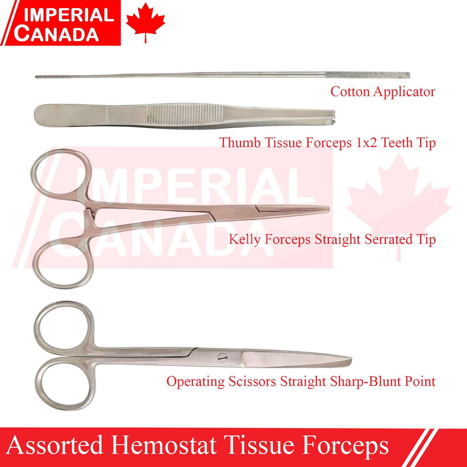Surgical Set 4 Pcs Instruments Assorted Hemostat Tissue Forceps Scissors DS-1950