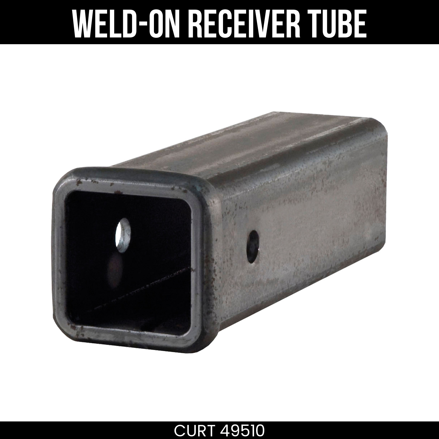 CURT Weld-On Receiver Tube, 2-1/2x10 Inch, Raw Steel, Hitch Fabrication, 49510