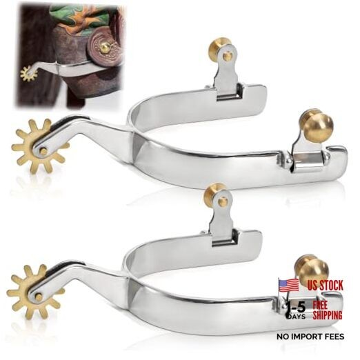 2 Pack Horse Spurs, Stainless Steel Stylish Boot Spurs with Gear Copper