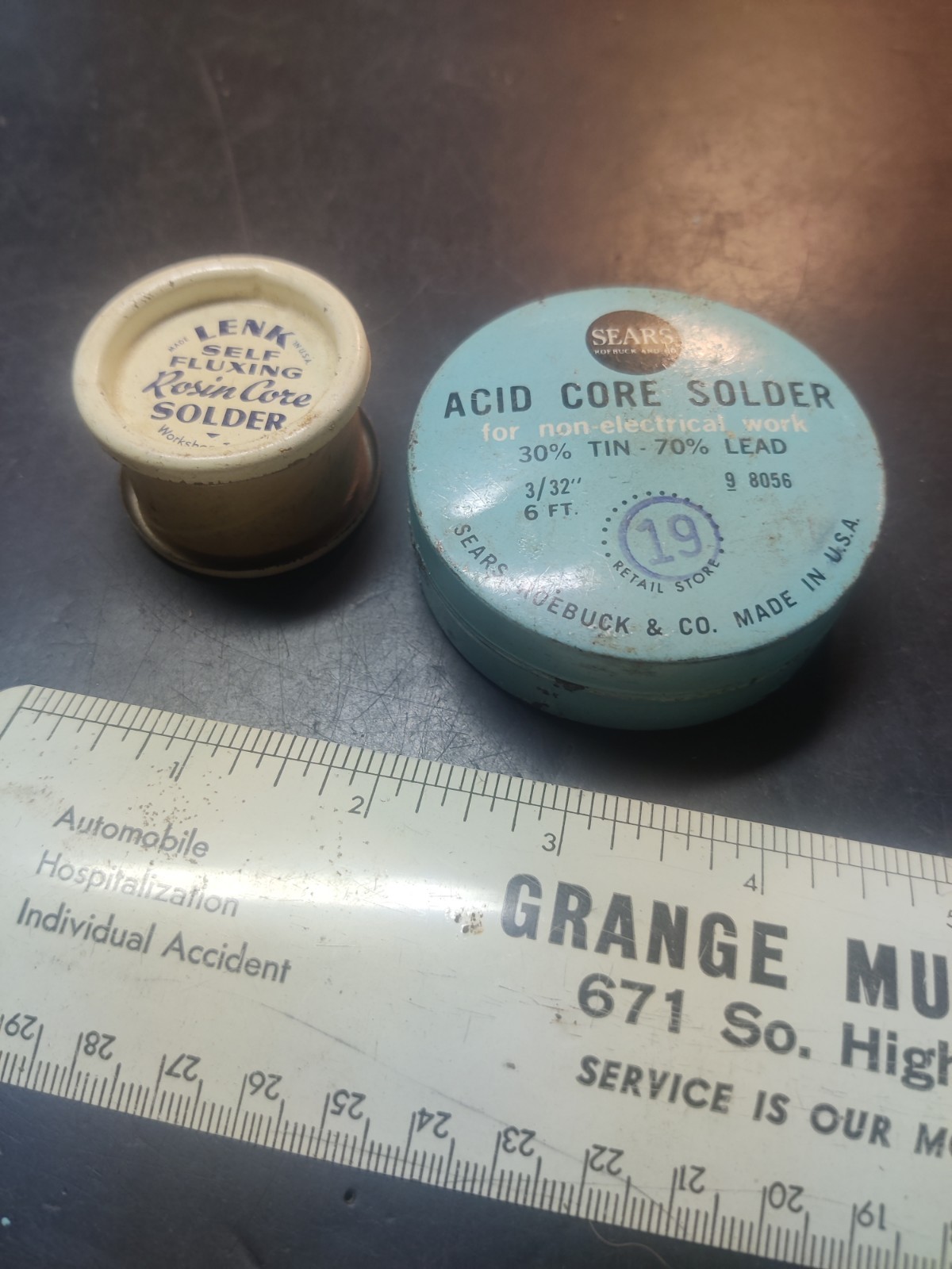 Vintage Sears And Roebuck Acid Core Solder Tin Plus Lenk Rosin Core Solder Spool