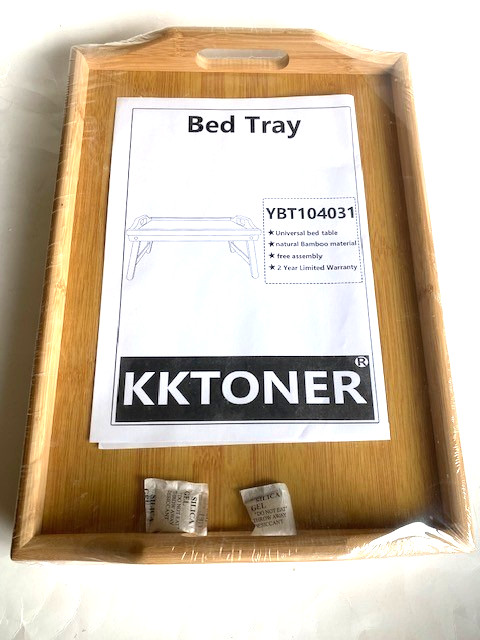 KKTONER Bed Table Tray w/ Folding Legs, Handles, Environmentally Friendly Bamboo